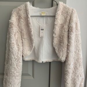 NWT Anthropologie Maeve Faux Fur Shrug XS Cream Color New with Tags